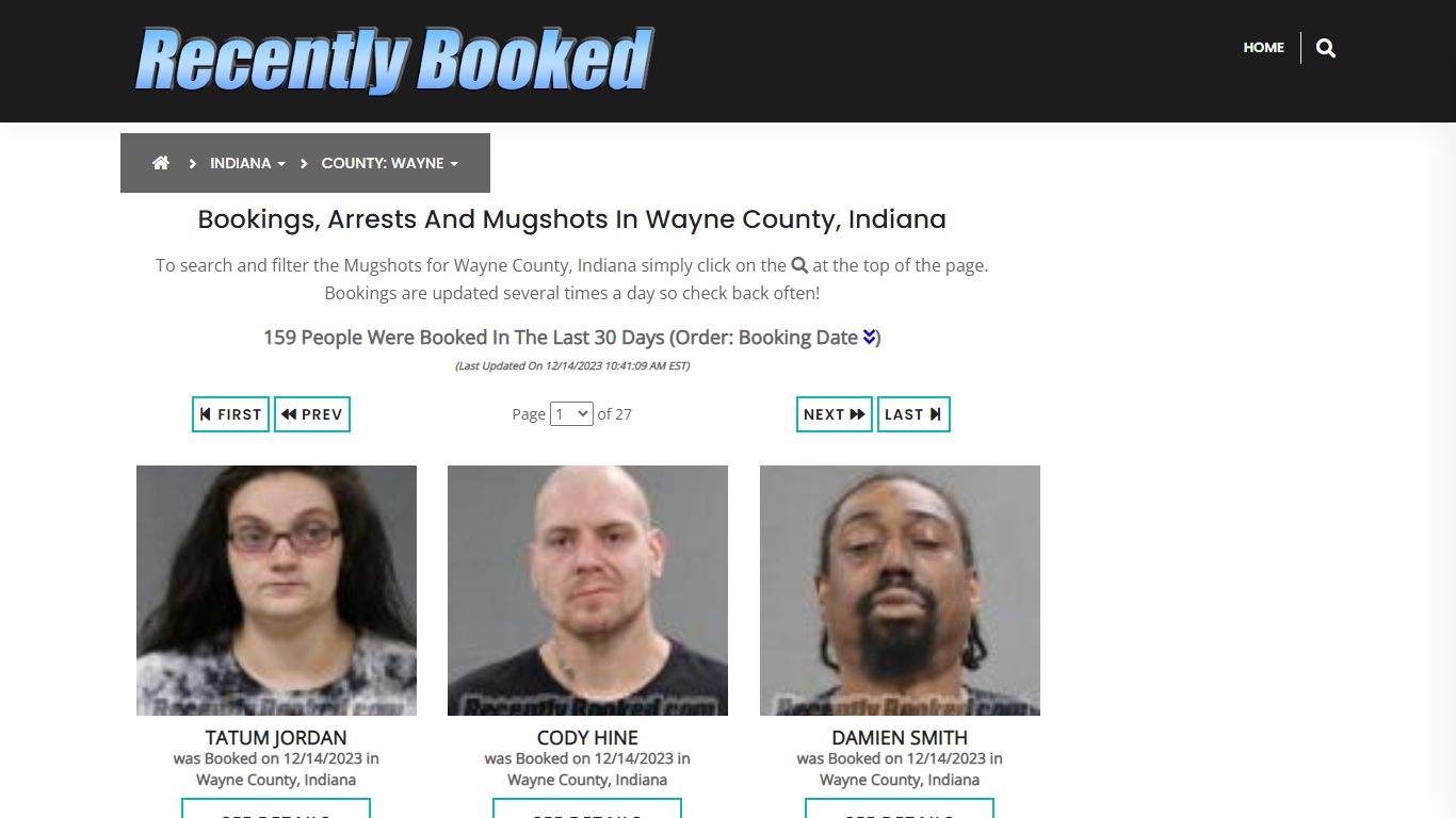 Recent bookings, Arrests, Mugshots in Wayne County, Indiana