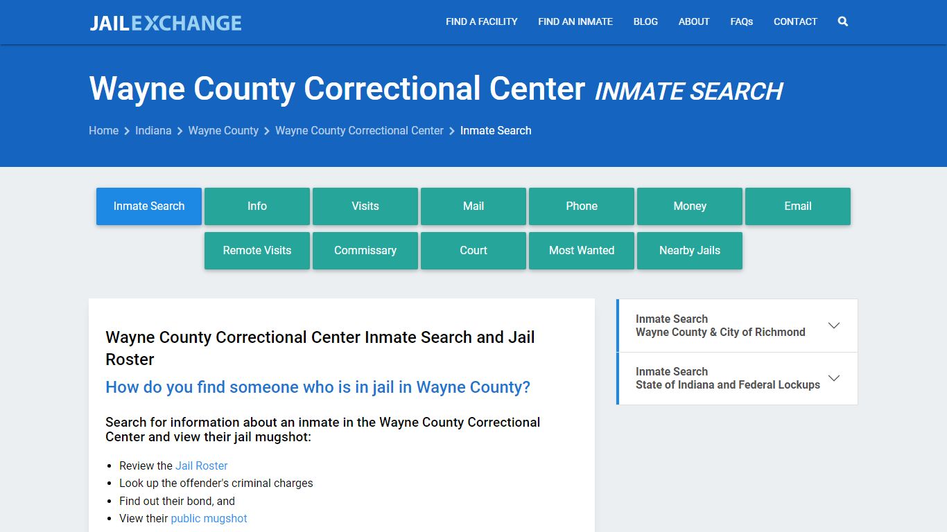 Wayne County Correctional Center Inmate Search - Jail Exchange